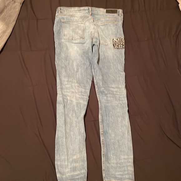 Denim Graffiti Patched Jeans - Picture 2 of 3